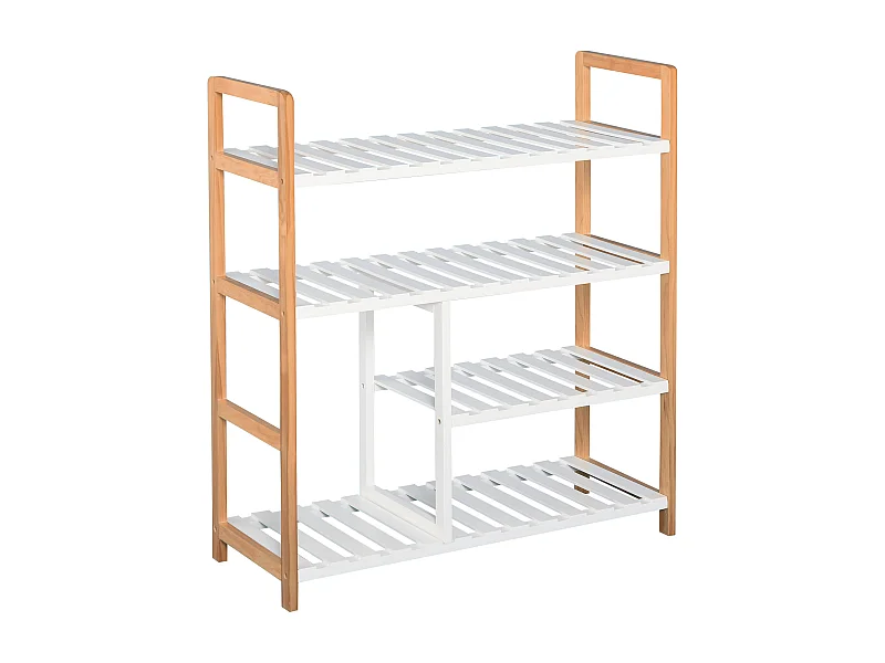 Zapatero madera natural y blanco 68x26x78 cm HOMCOM