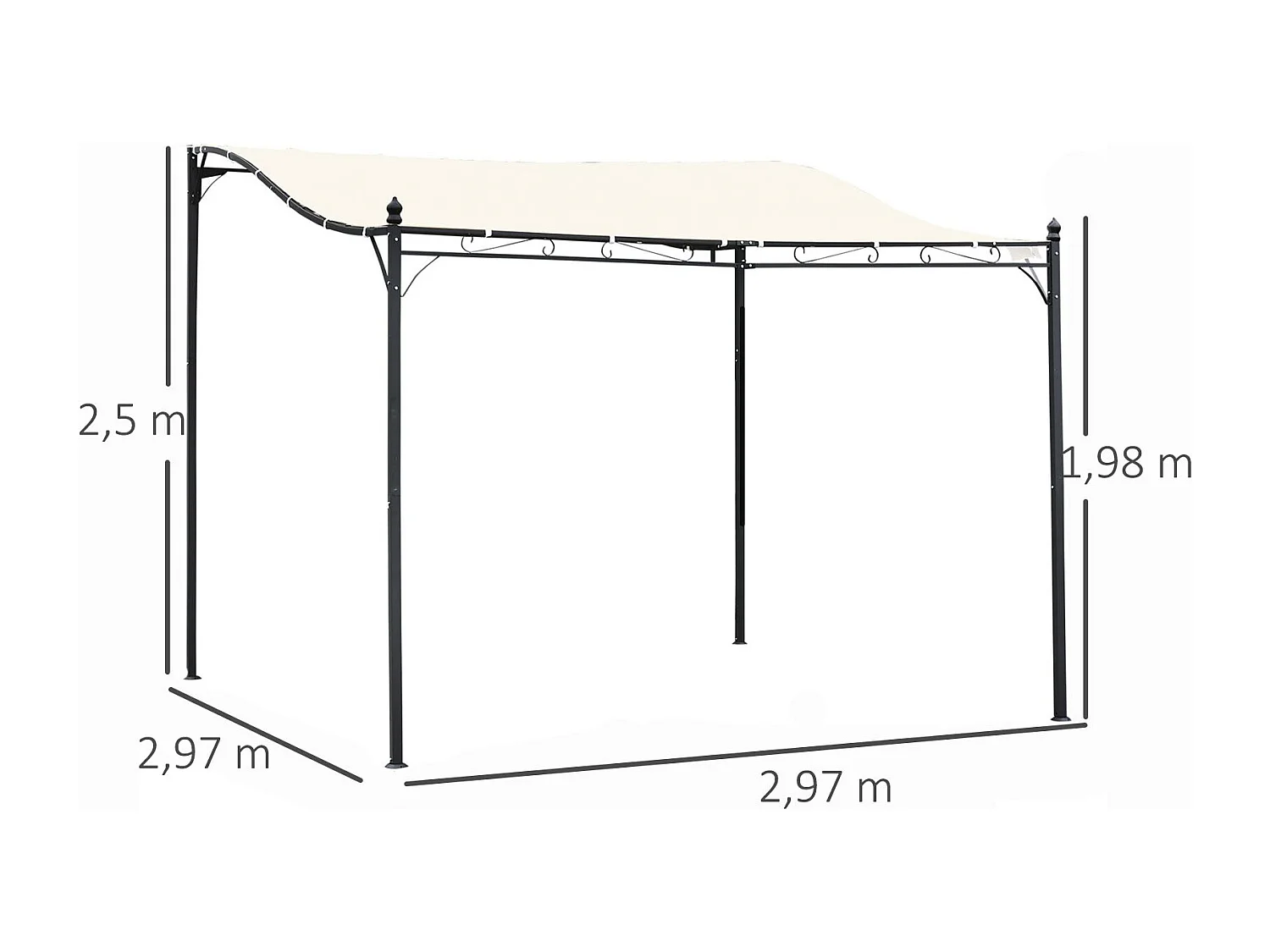 Pérgola de jardín crema 297x297x250 cm Outsunny