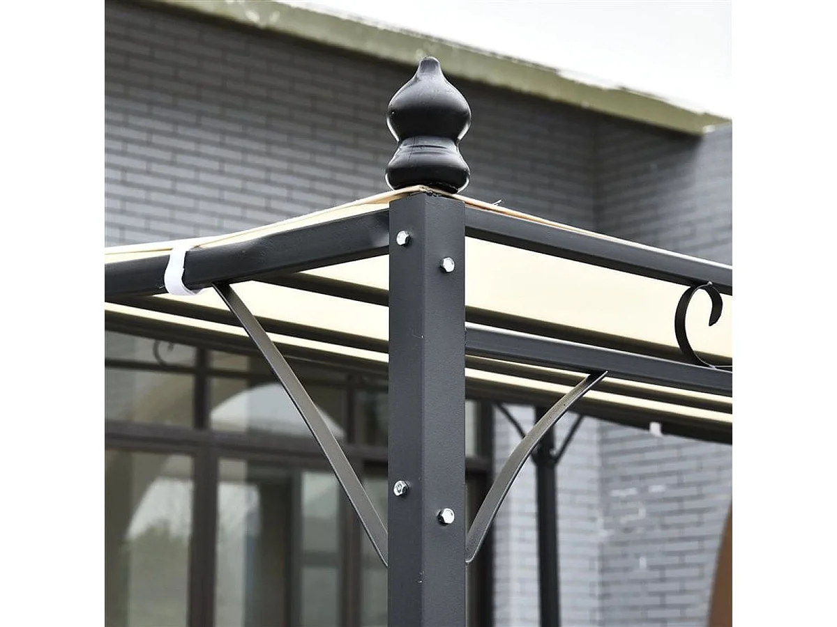 Pérgola de jardín crema 297x297x250 cm Outsunny