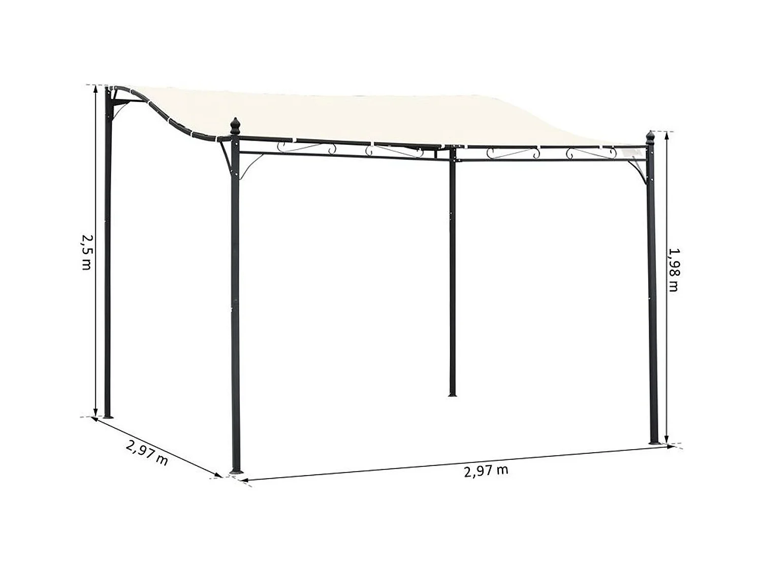 Pérgola de jardín crema 297x297x250 cm Outsunny