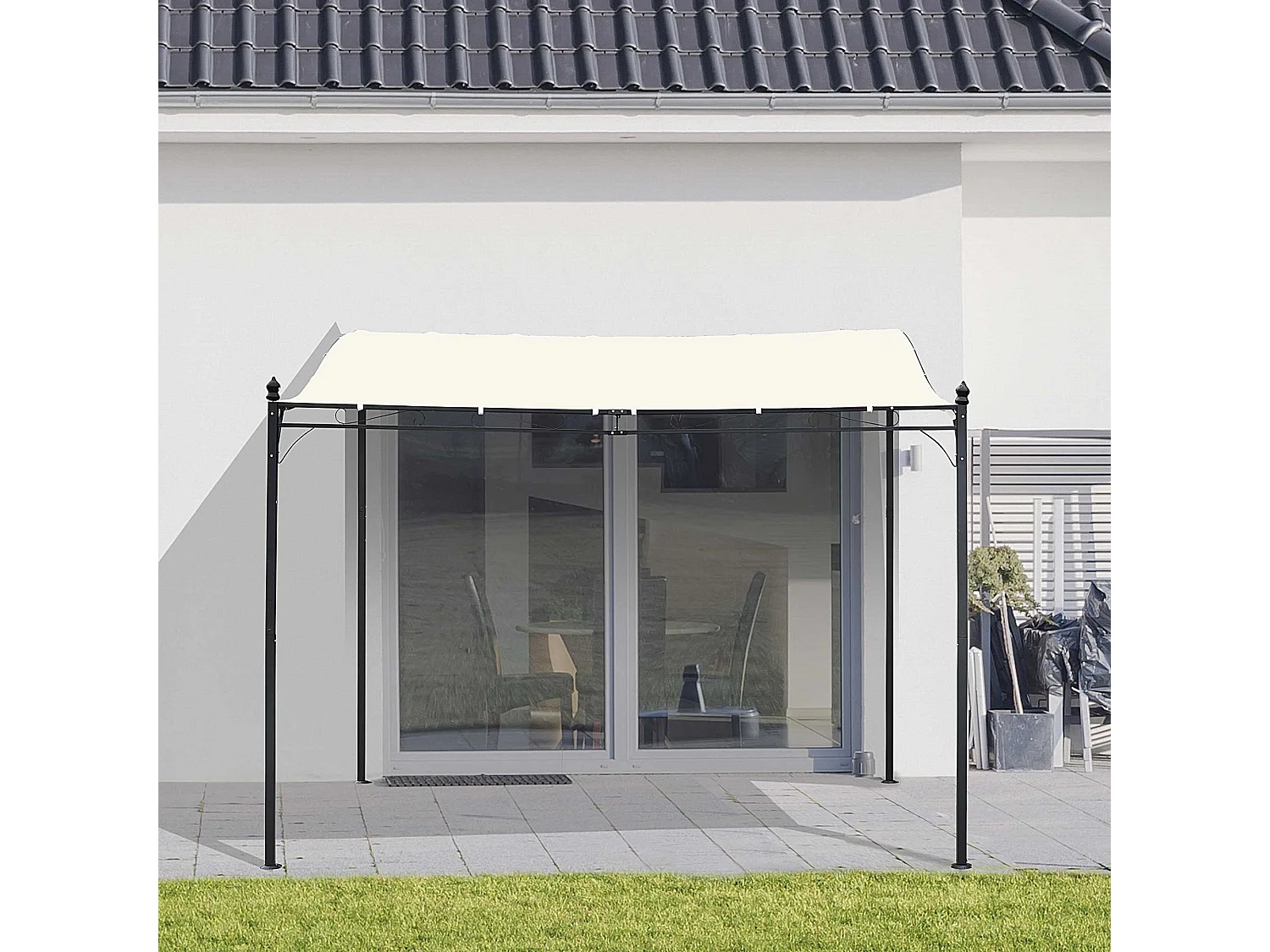 Pérgola de jardín crema 297x297x250 cm Outsunny