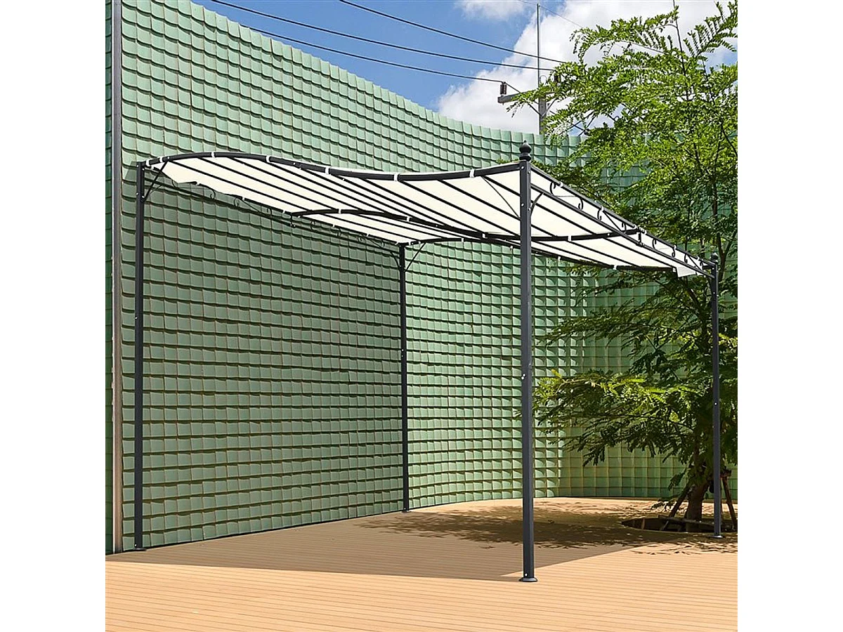 Pérgola de jardín crema 297x297x250 cm Outsunny