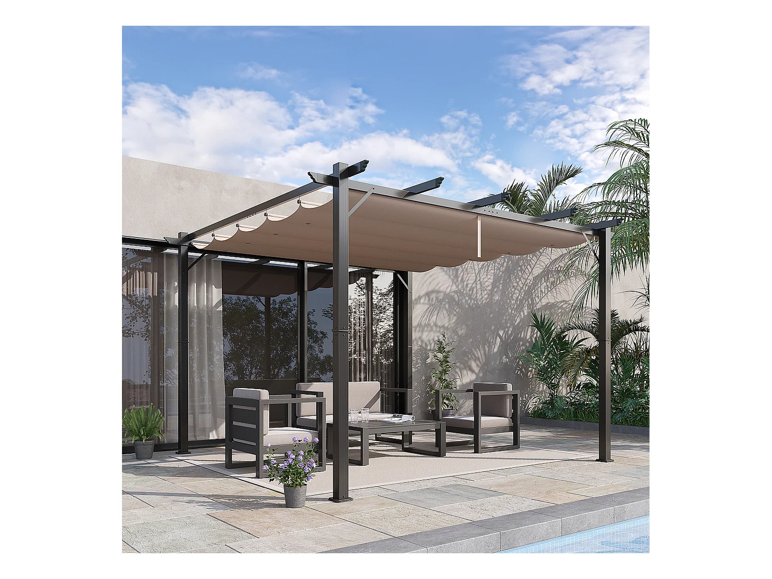 Pérgola gris carbón 300x300x223 cm Outsunny