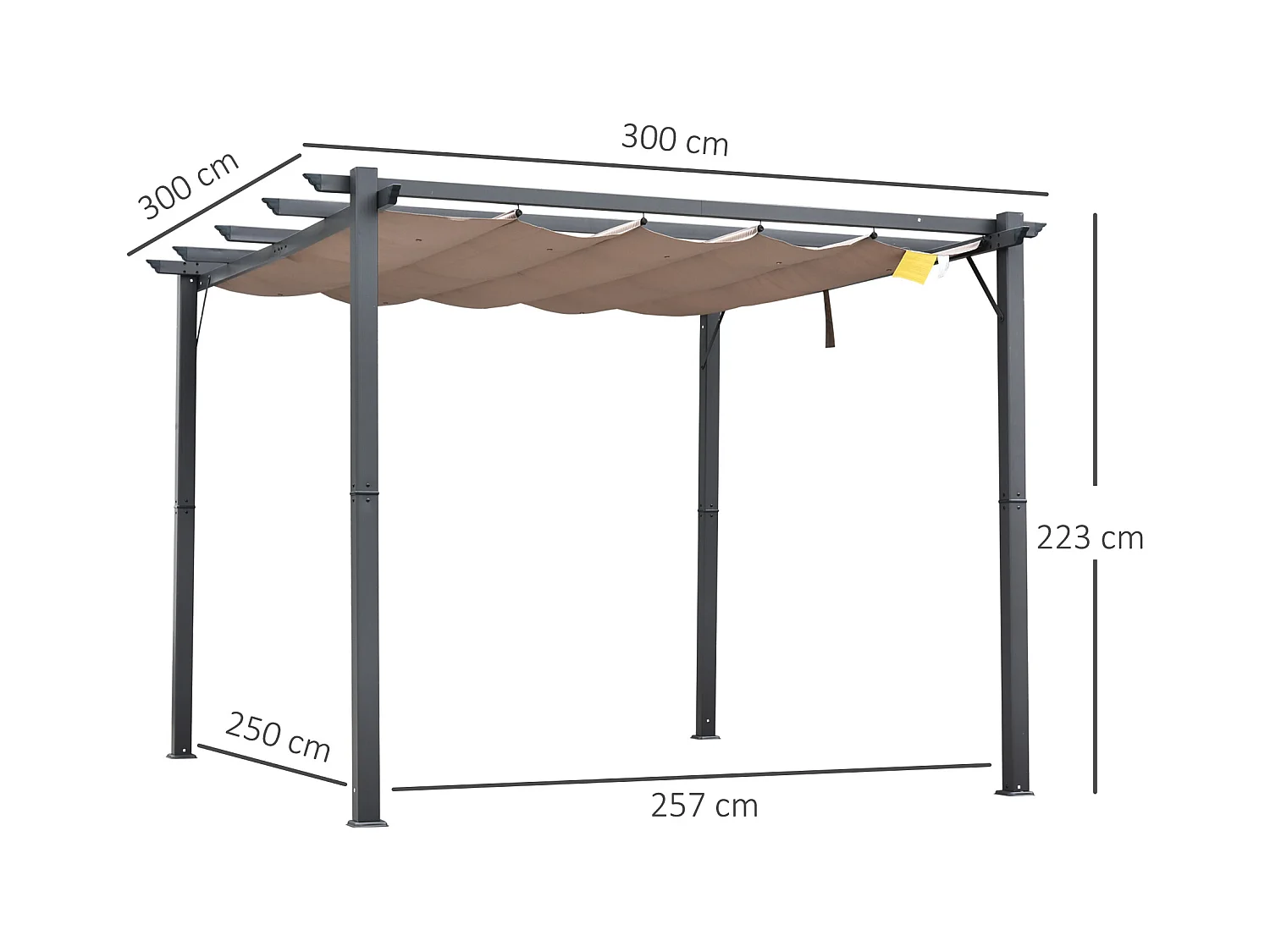 Pérgola gris carbón 300x300x223 cm Outsunny