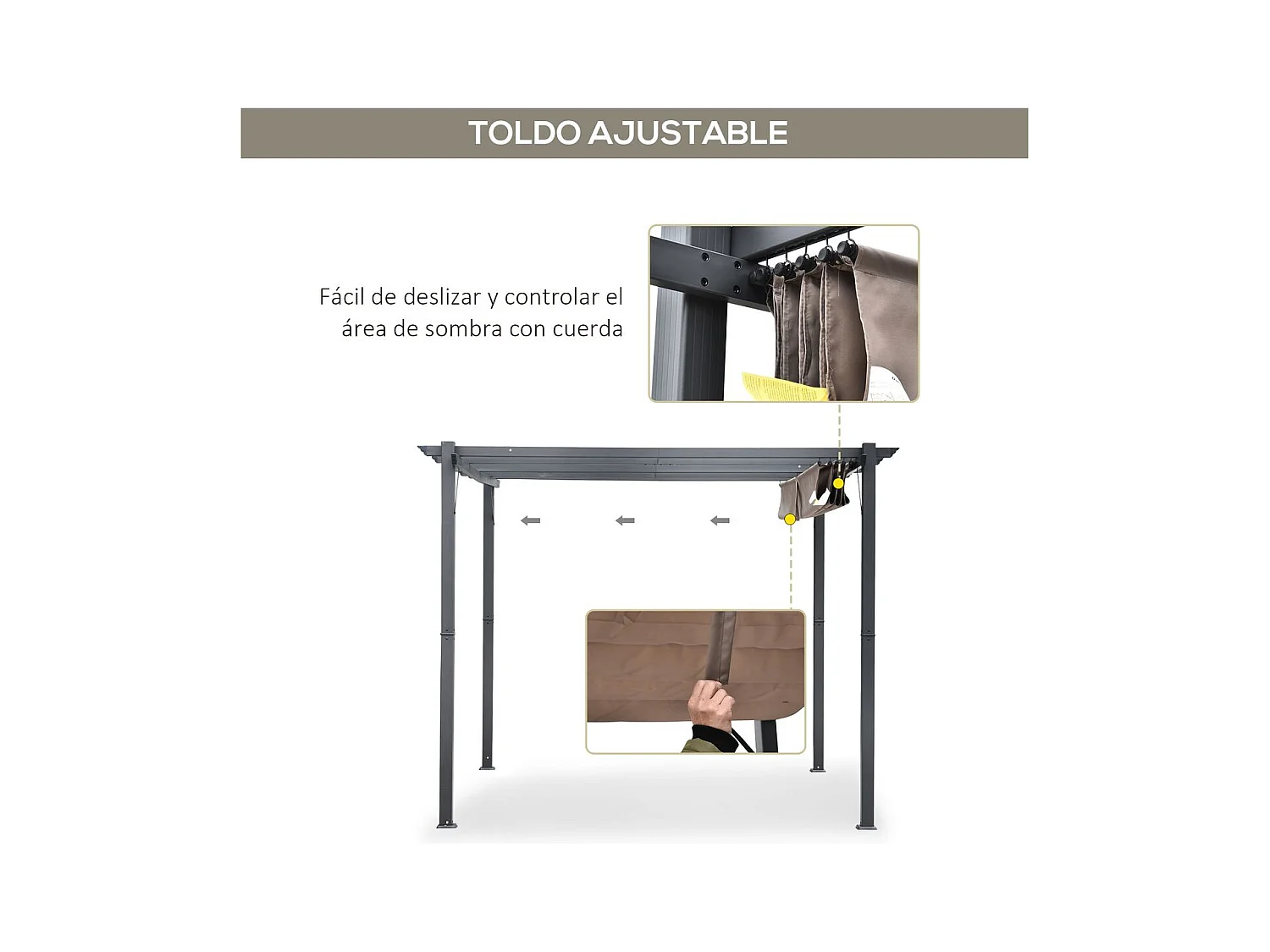 Pérgola gris carbón 300x300x223 cm Outsunny