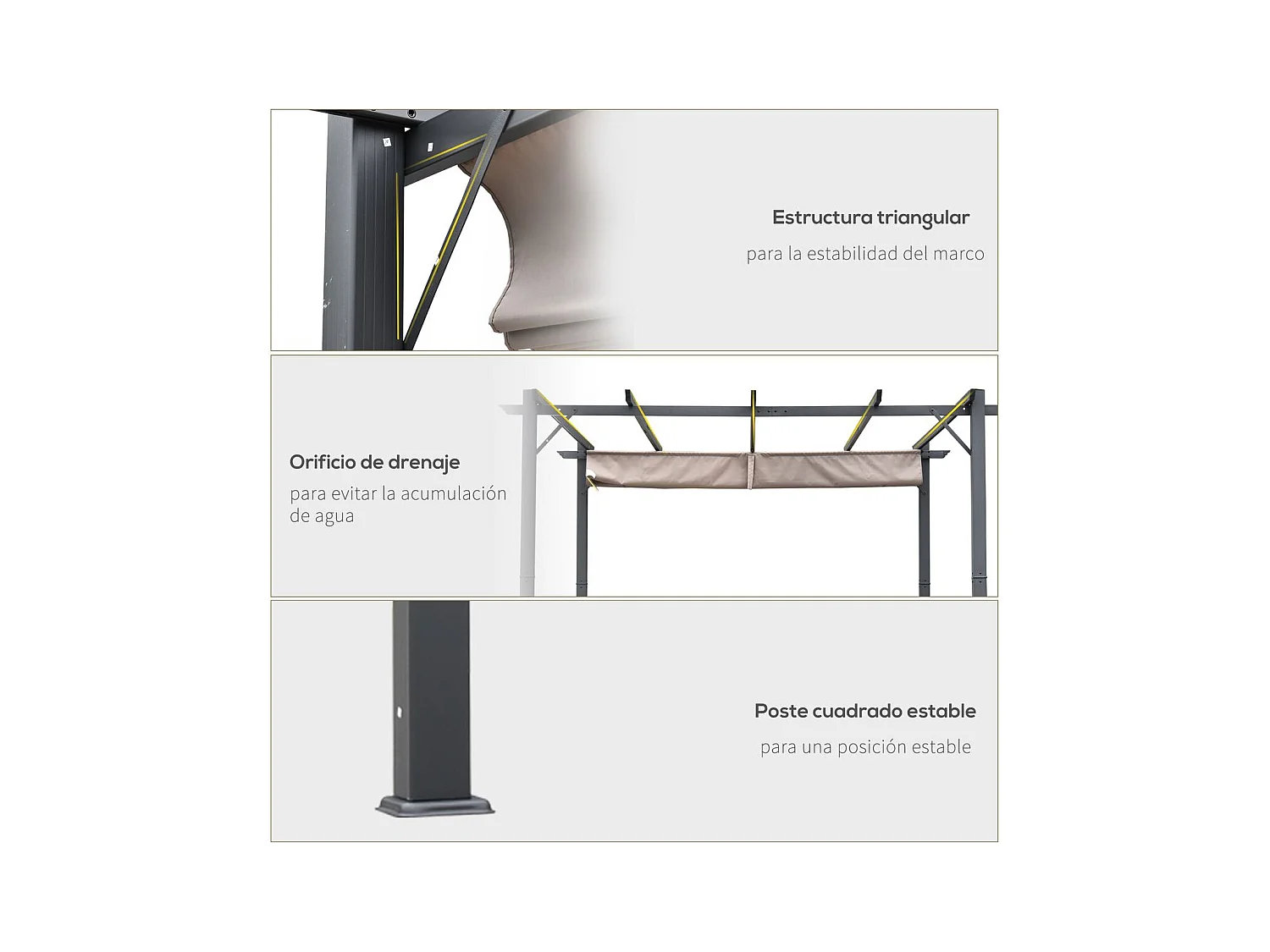 Pérgola gris carbón 300x300x223 cm Outsunny