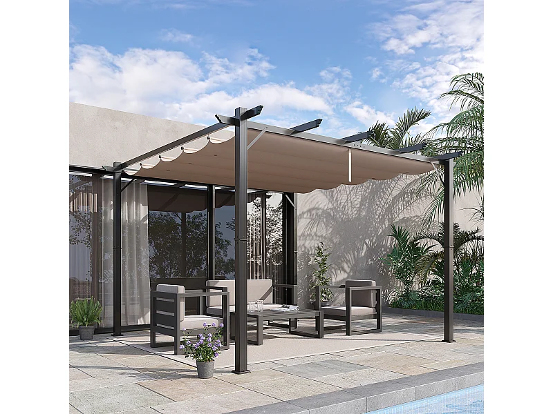 Pérgola gris carbón 300x300x223 cm Outsunny