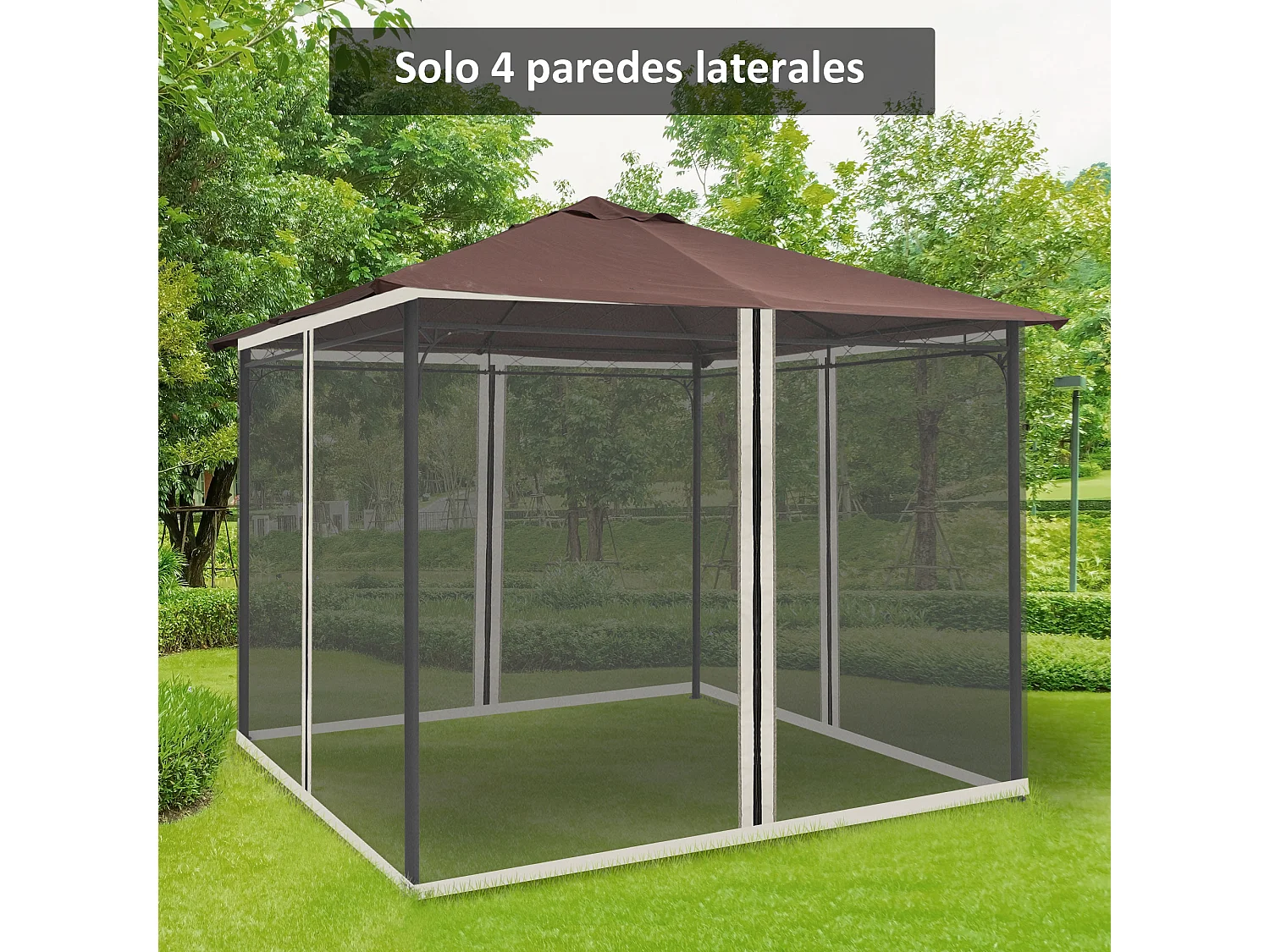 4 paneles laterales de mosquitera para carpa negro 302x0x207cm Outsunny