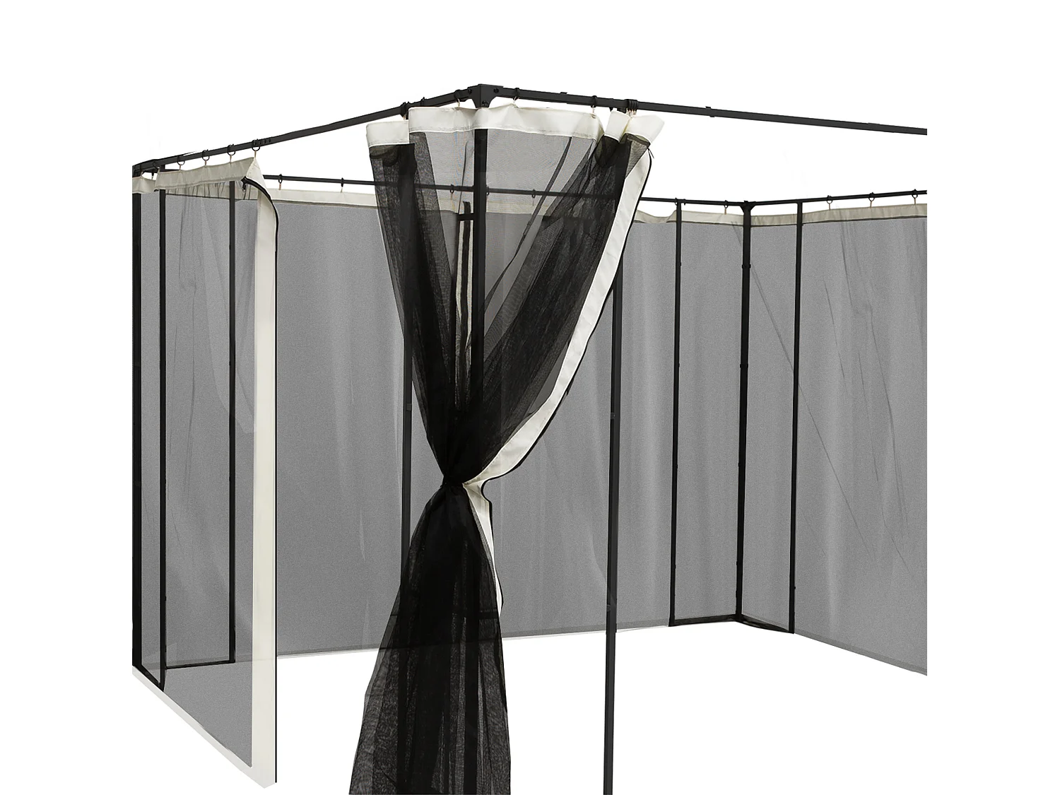 4 paneles laterales de mosquitera para carpa negro 302x0x207cm Outsunny