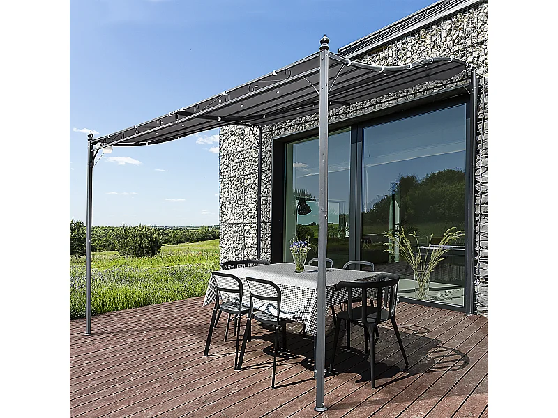 Pérgola de jardín gris 297x297x250 cm Outsunny