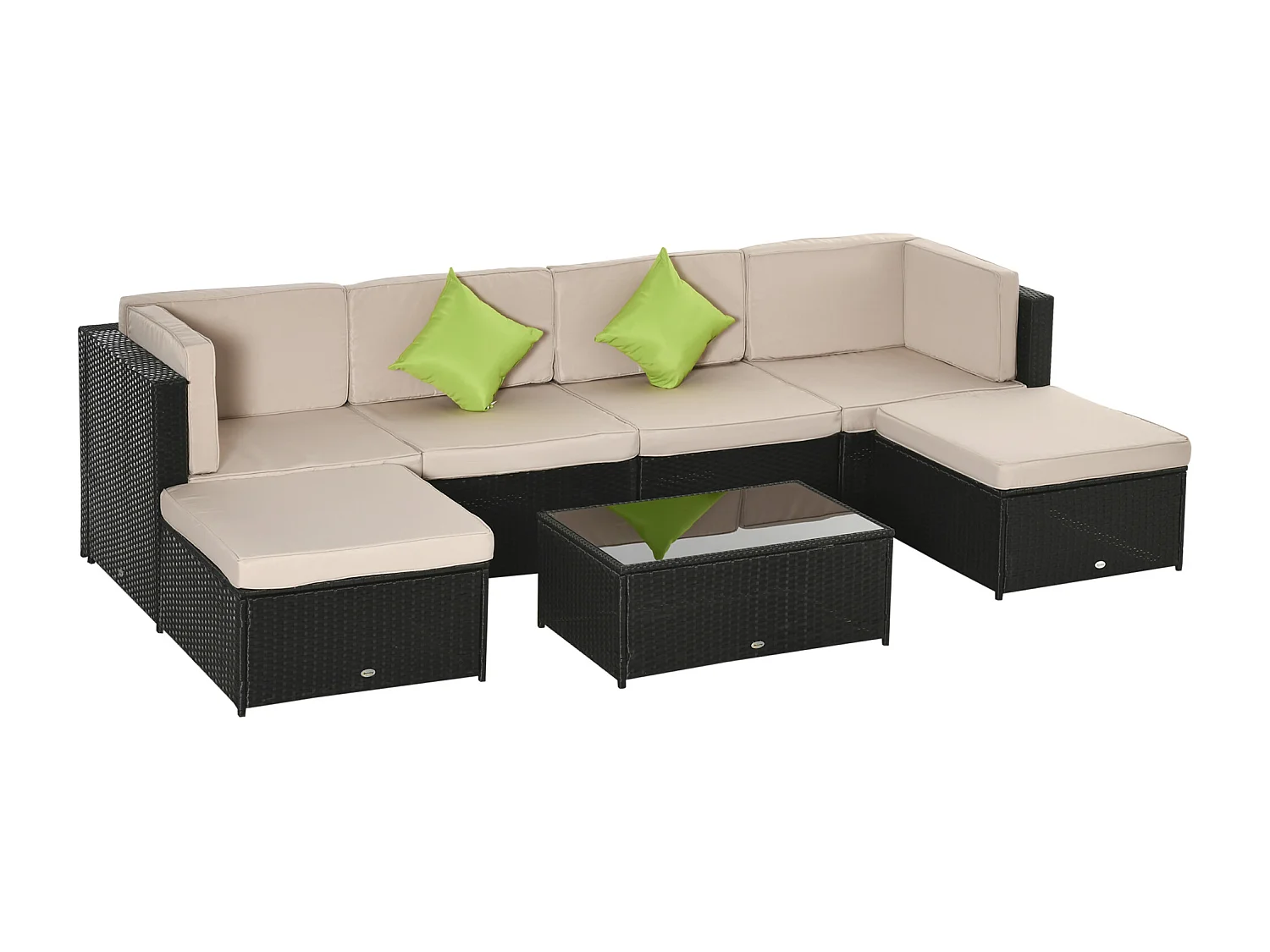 Conjunto muebles de jardín ratán negro, caqui y verde 80x80x71 cm Outsunny