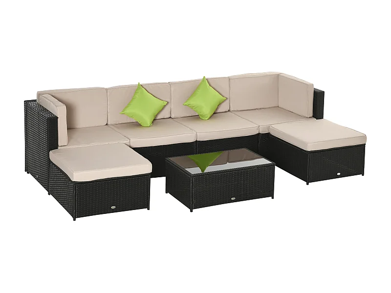 Conjunto muebles de jardín ratán negro, caqui y verde 80x80x71 cm Outsunny