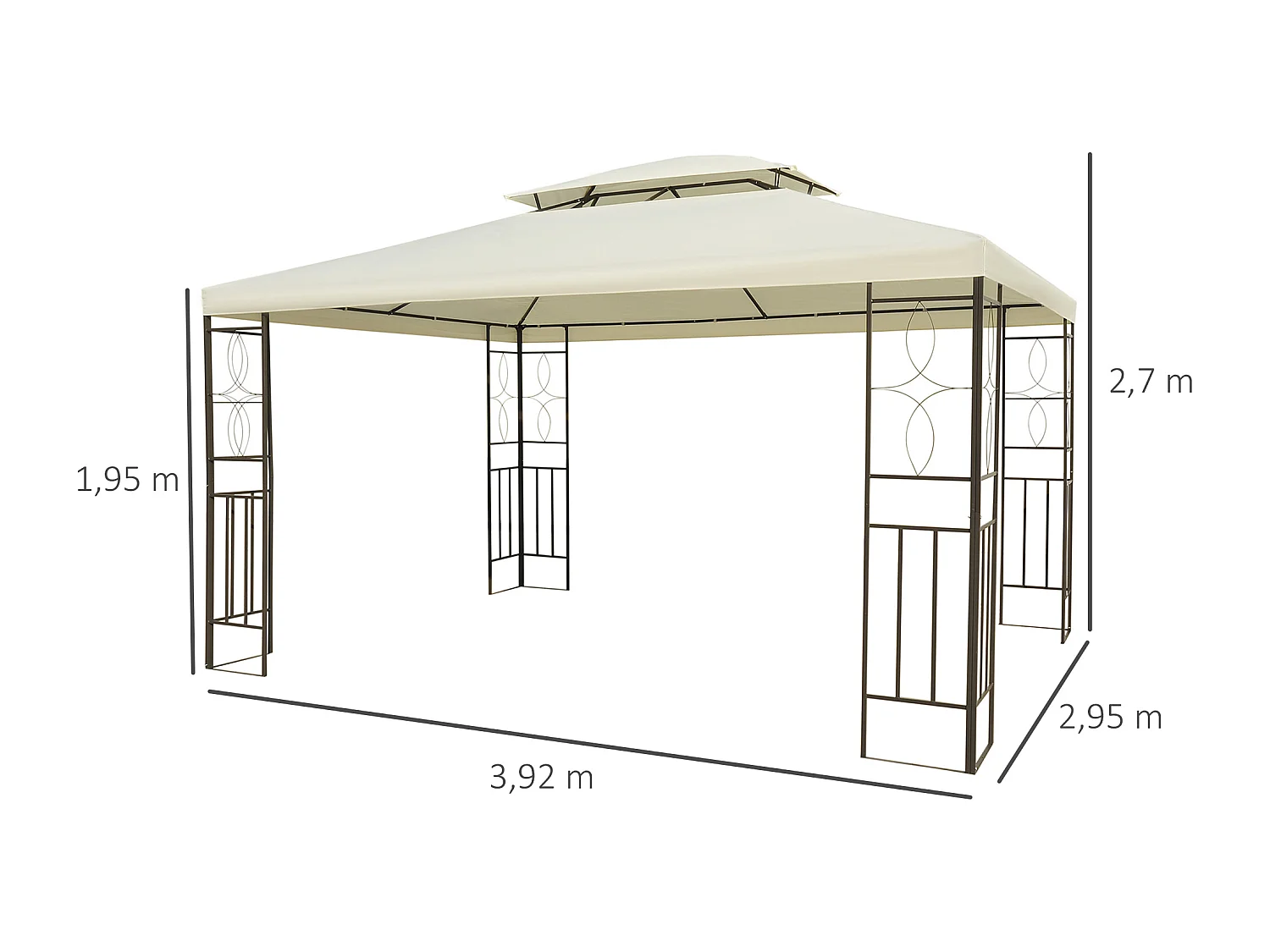 Carpa crema 295x392x270 cm Outsunny