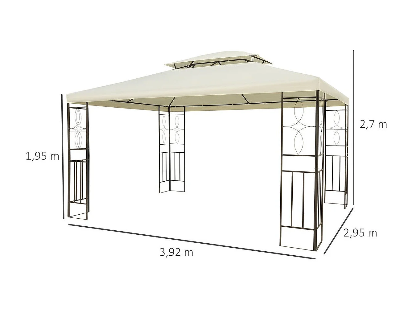 Carpa crema 295x392x270 cm Outsunny