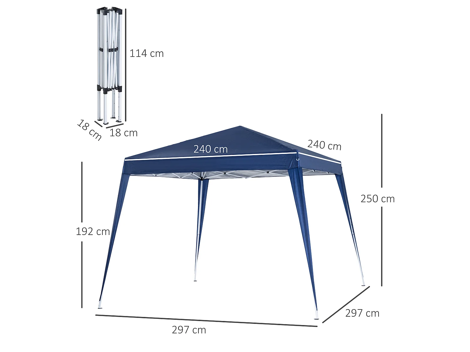 Carpa plegable azul 240x240x250 cm Outsunny