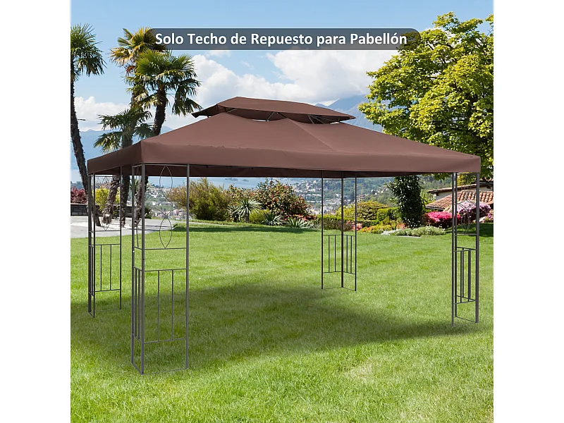 Techo de repuesto para cenador marrón 400x300 cm Outsunny