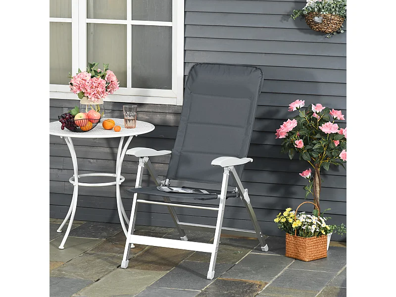 Silla de jardín plegable gris 75x61.5x115 cm Outsunny