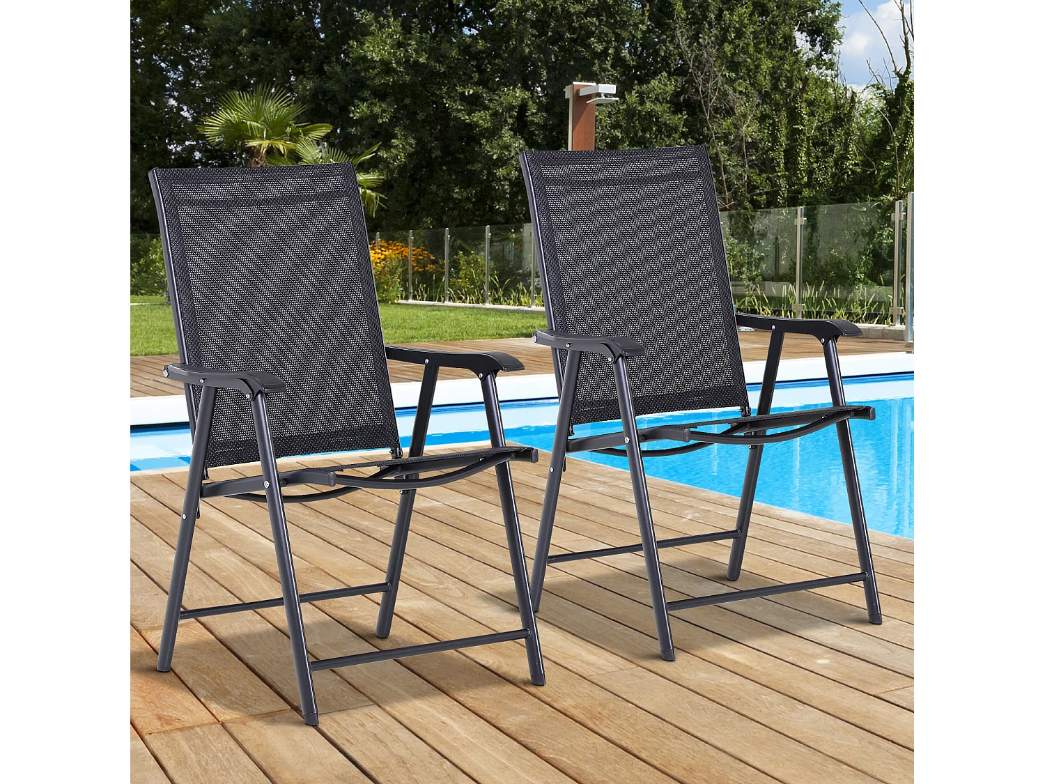 Conjunto de 2 sillas plegables negro 58x64x94 cm Outsunny