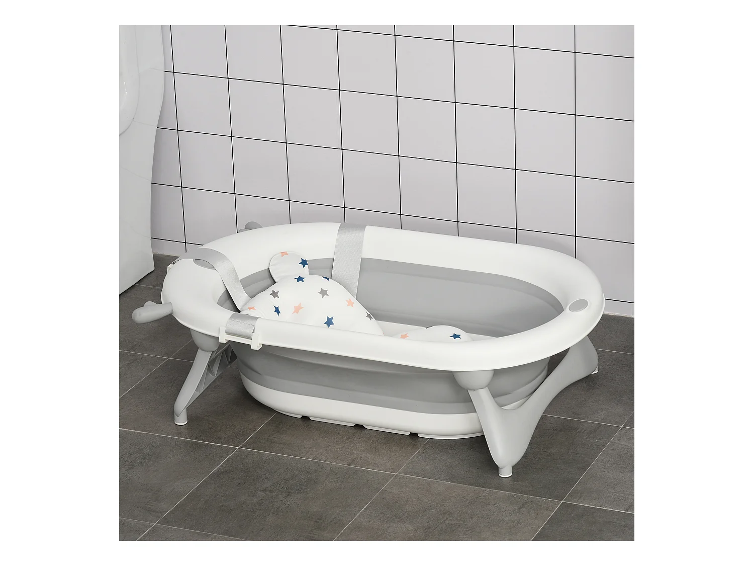 Bañera para bebé plegable gris 81.5x50.5x23.5 cm HOMCOM