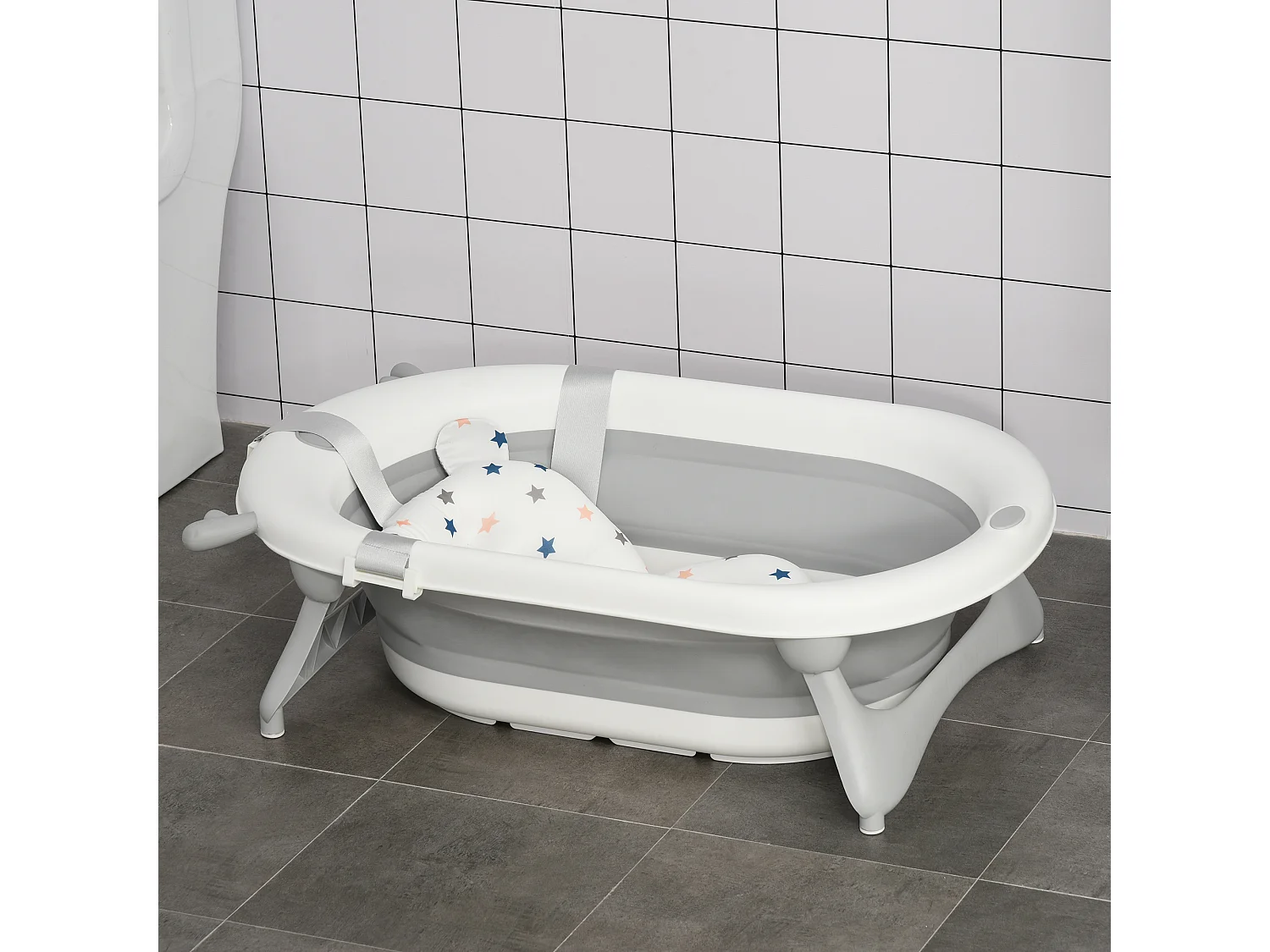 Bañera para bebé plegable gris 81.5x50.5x23.5 cm HOMCOM