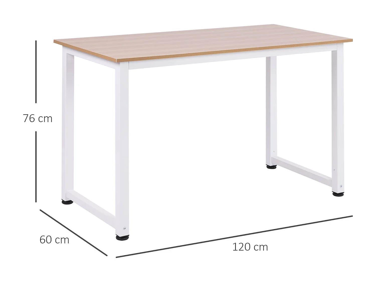Mesa de ordenador roble y blanco 120x60x76 cm HOMCOM