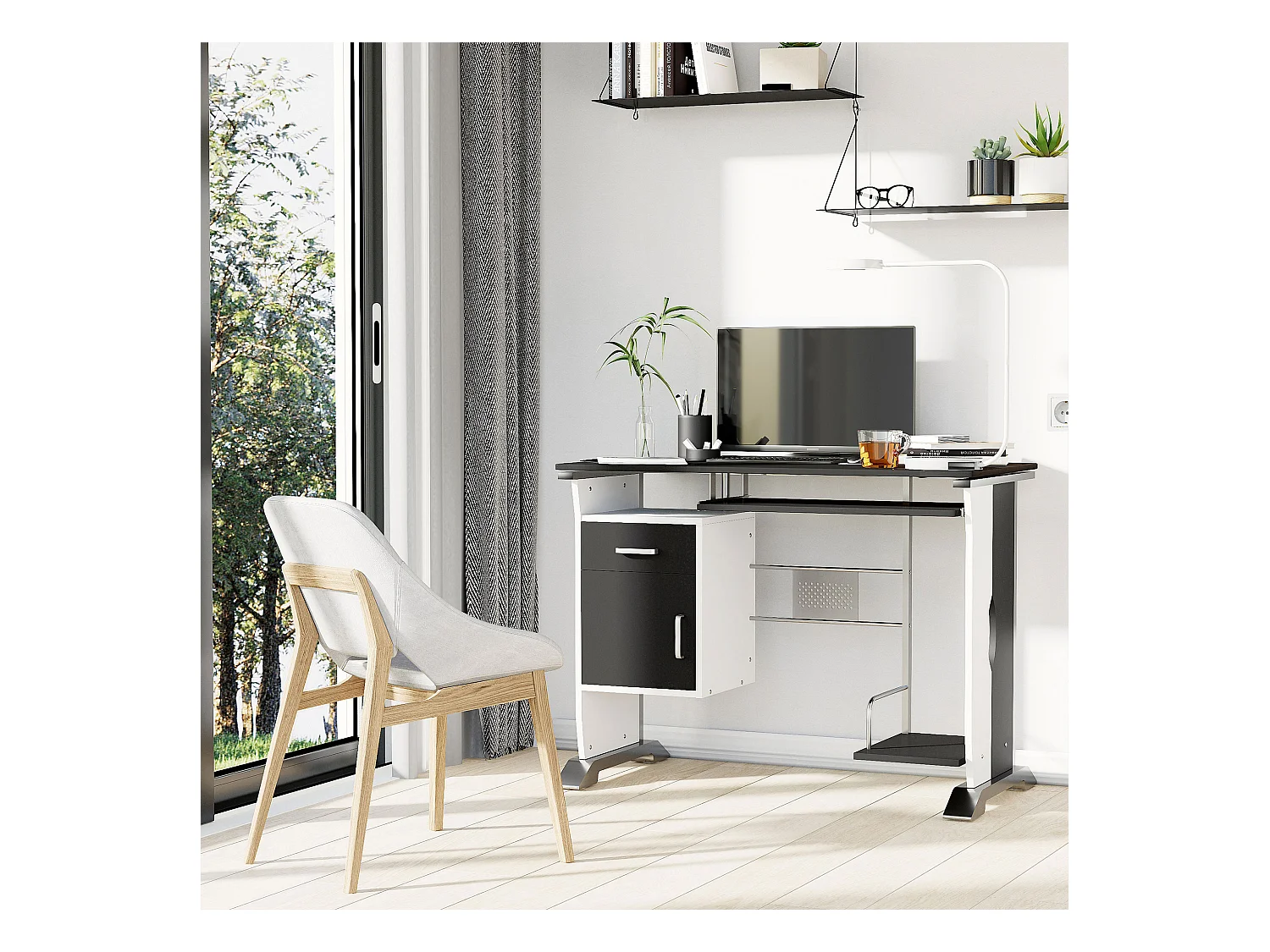 Mesa de ordenador negro y plata 100x52x75cm HOMCOM