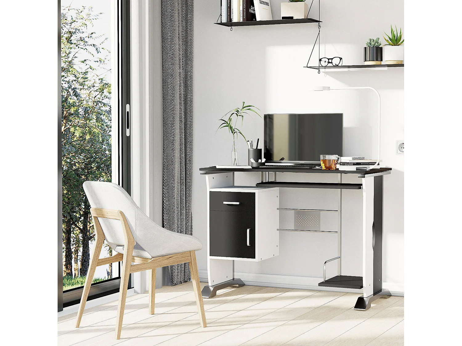 Mesa de ordenador negro y plata 100x52x75cm HOMCOM