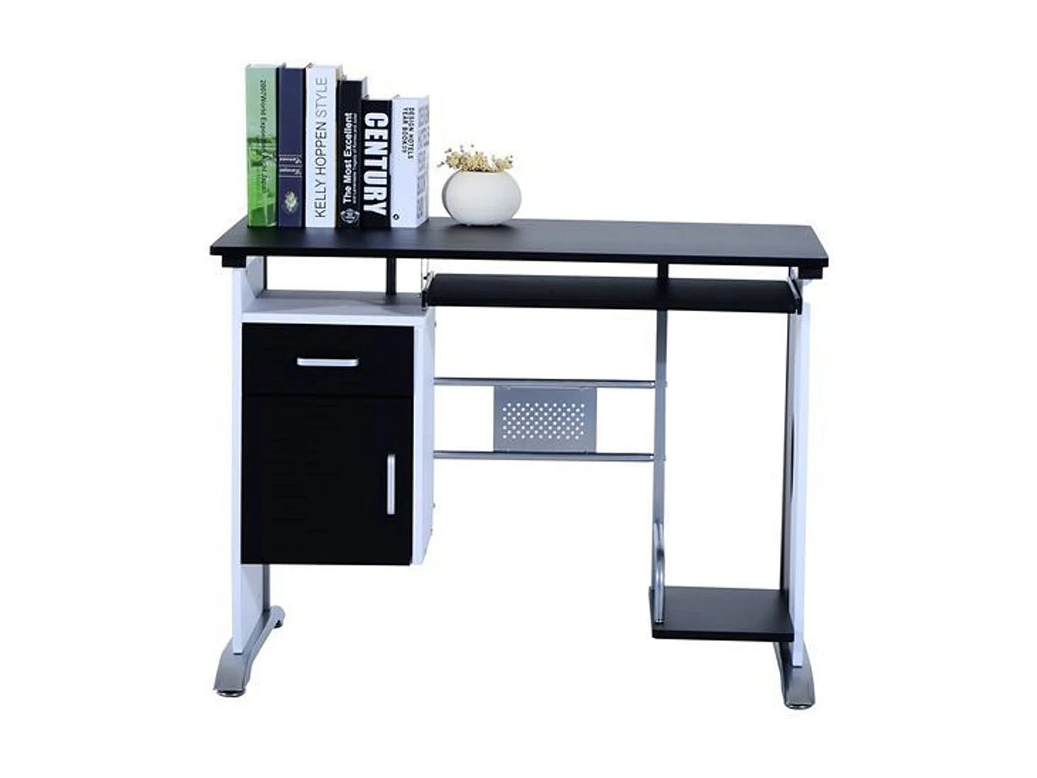 Mesa de ordenador negro y plata 100x52x75cm HOMCOM