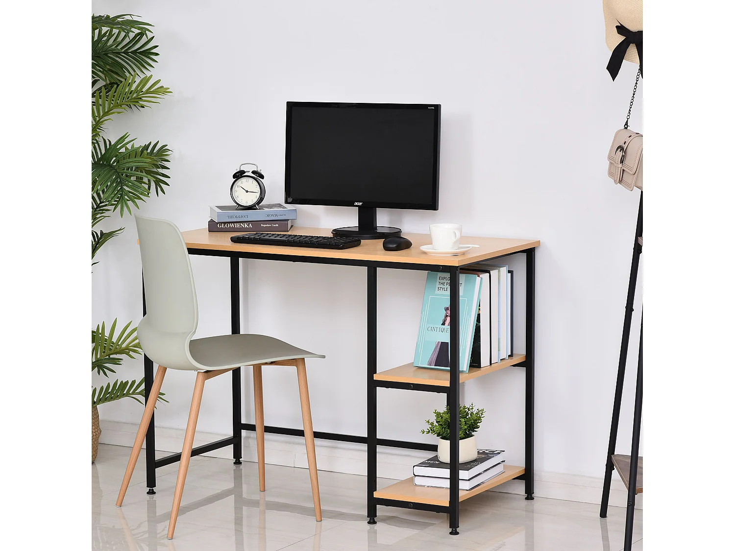 Mesa de ordenador color de madera de haya amarilla 106x50x76 cm HOMCOM