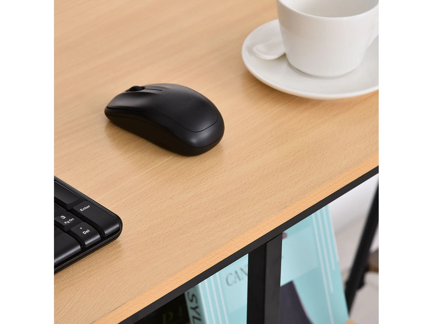 Mesa de ordenador color de madera de haya amarilla 106x50x76 cm HOMCOM