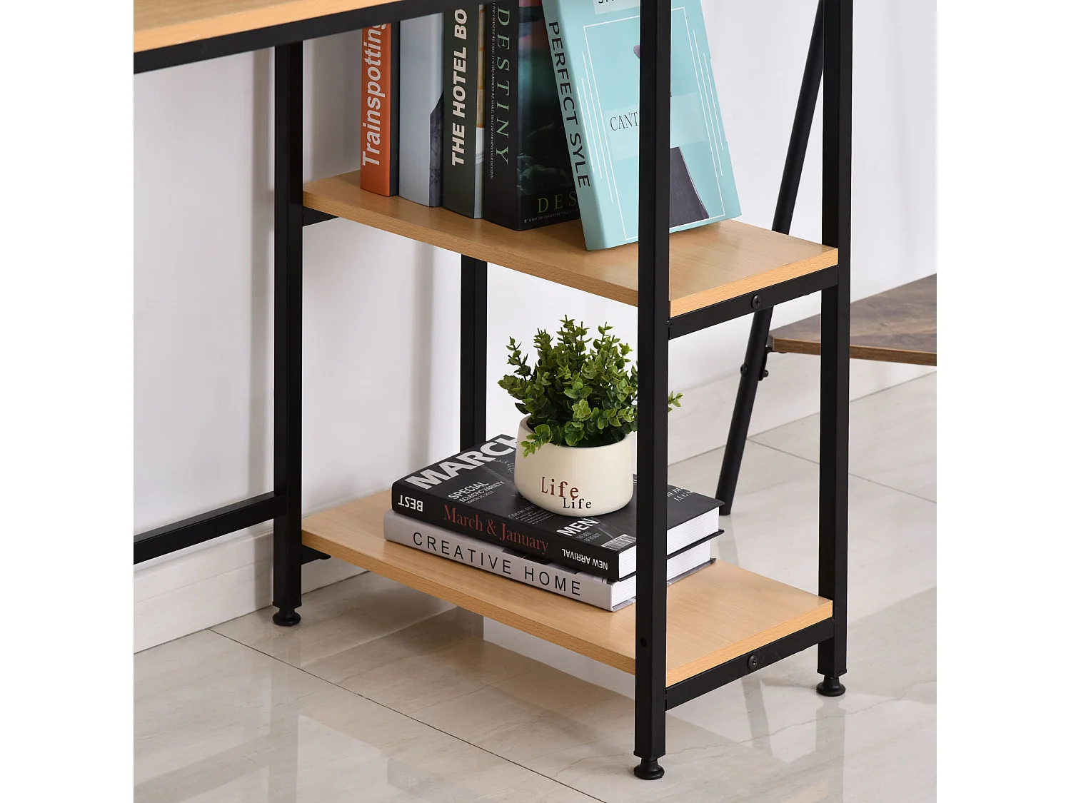 Mesa de ordenador color de madera de haya amarilla 106x50x76 cm HOMCOM