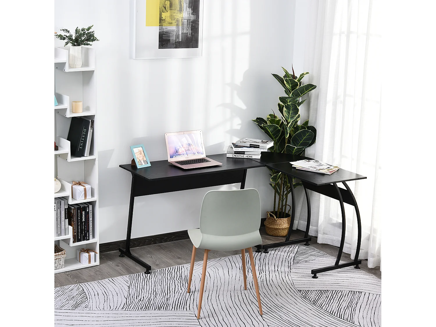 Mesa de ordenador black 112,5x152x74 cm HOMCOM