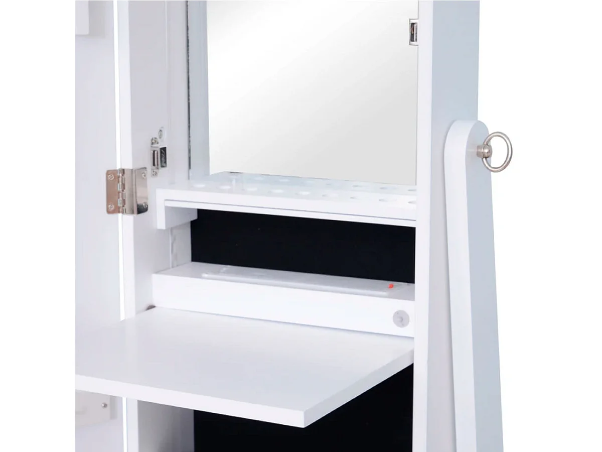 Joyero de pie con espejo blanco 30x36x146cm HOMCOM