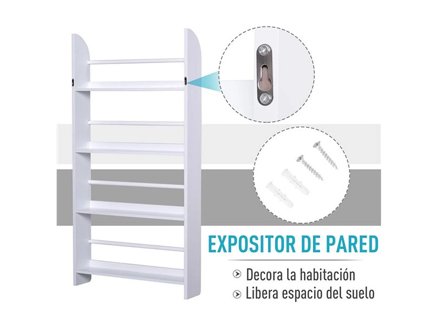 Librerías para pared blanco 59x12x113cm HOMCOM