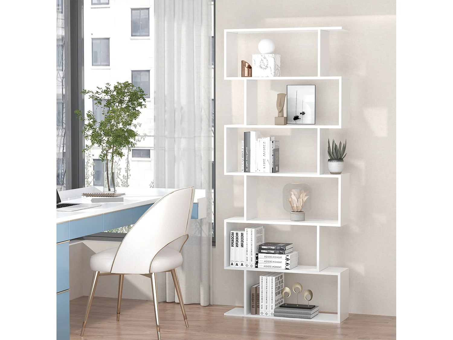 Estantería librería blanco 80x23x192cm HOMCOM