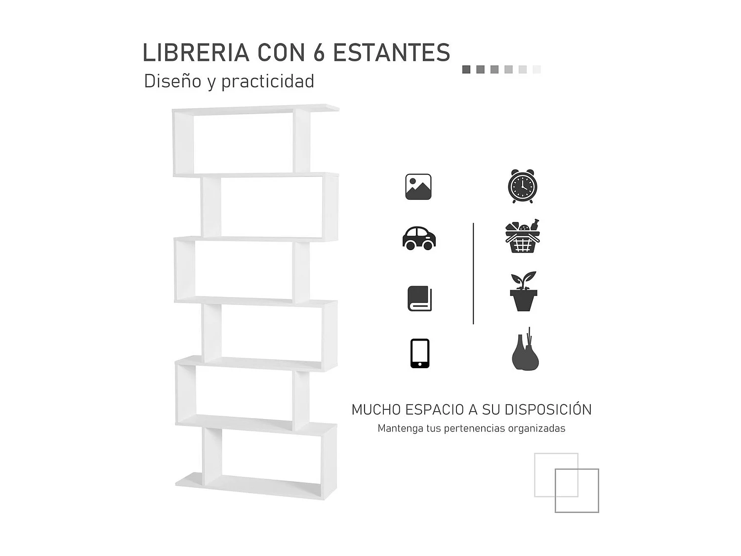 Estantería librería blanco 80x23x192cm HOMCOM