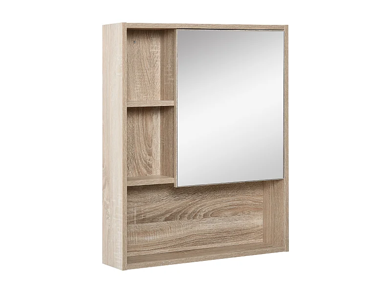 Armario con espejo grano de roble 60x15x76 cm kleankin