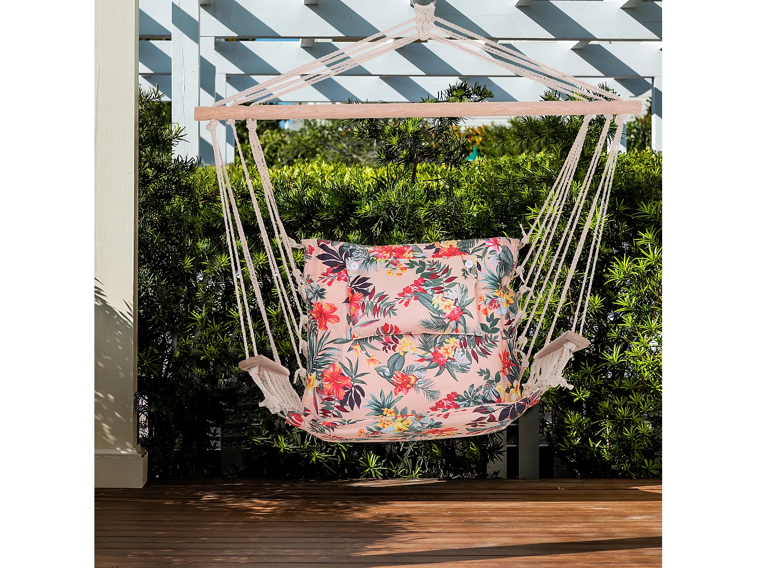 Silla colgante estampado floral 100x106 cm Outsunny