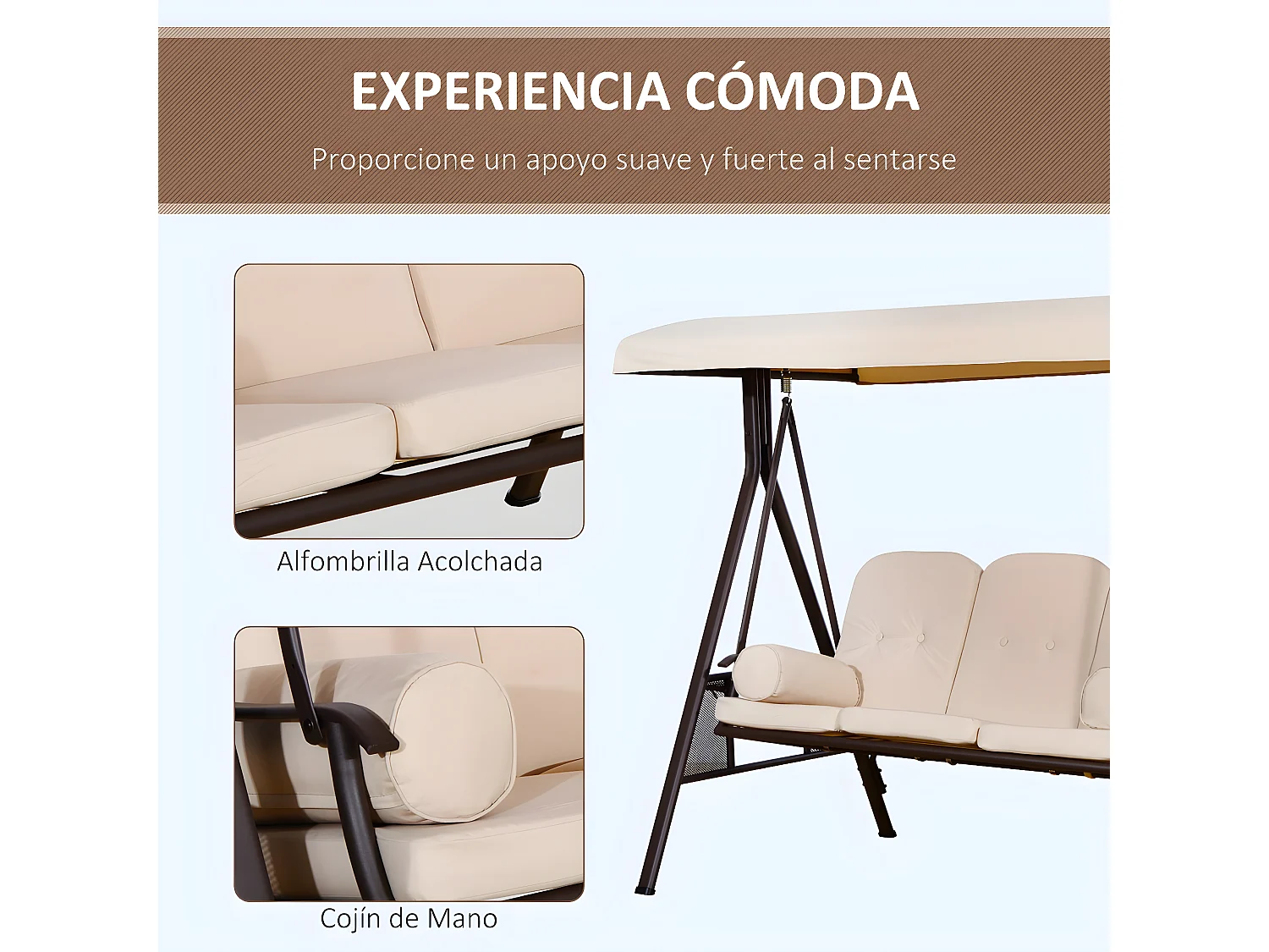 Columpio balancín jardín beige 207x120.5x174 cm Outsunny