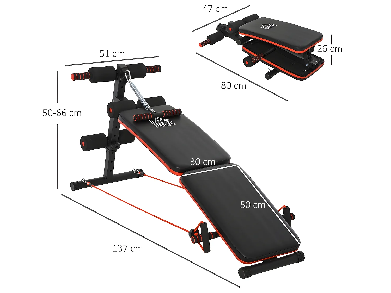 Banco de sentadillas negro 51x137x66 cm HOMCOM