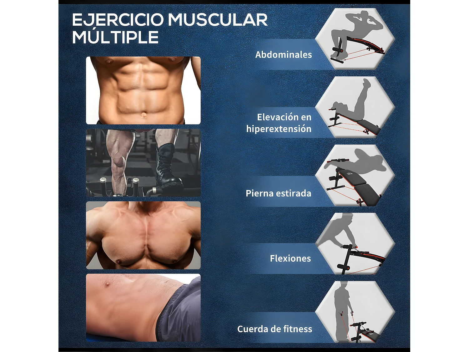 Banco de sentadillas negro 51x137x66 cm HOMCOM