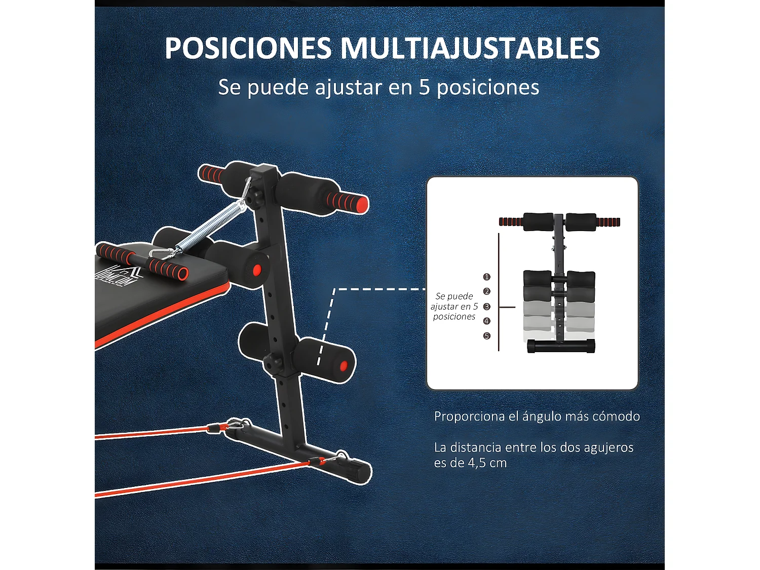 Banco de sentadillas negro 51x137x66 cm HOMCOM