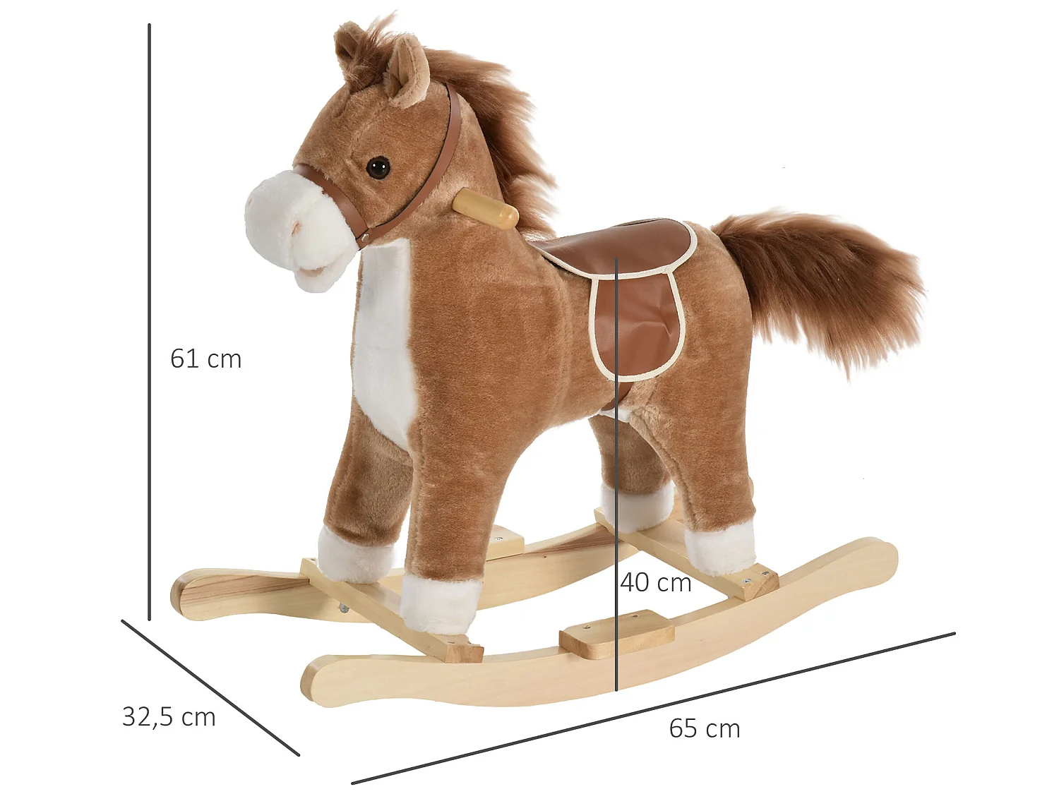 Caballo balancín para niños marrón 65x32.5x61 cm HOMCOM