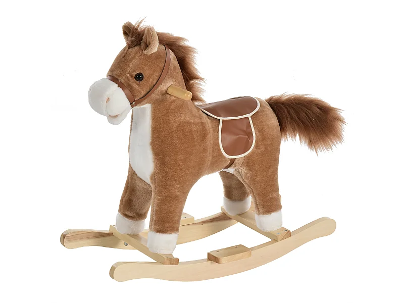 Caballo balancín para niños marrón 65x32.5x61 cm HOMCOM