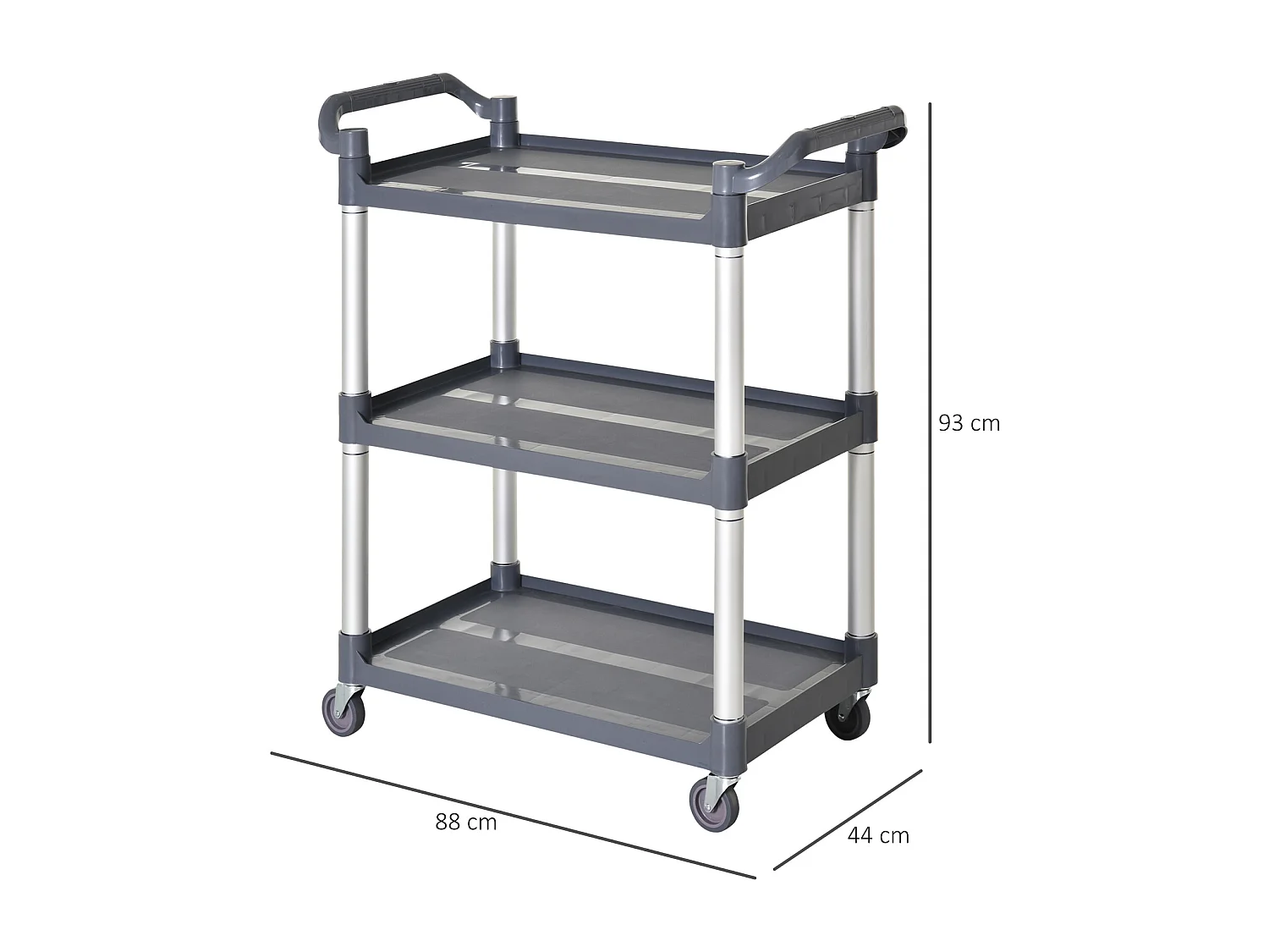 Carro de almacenamiento plateado y gris 88x44x93 cm HOMCOM