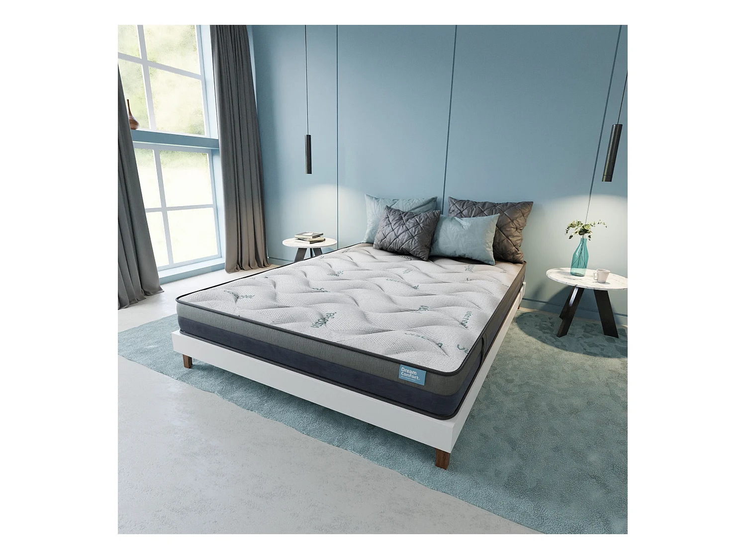 Matelas en mousse à mémoire de forme Gel Smart Resilence 150x200 16 cm Double Face Indépendance des Lits Fermeté Haute Dream Confort
