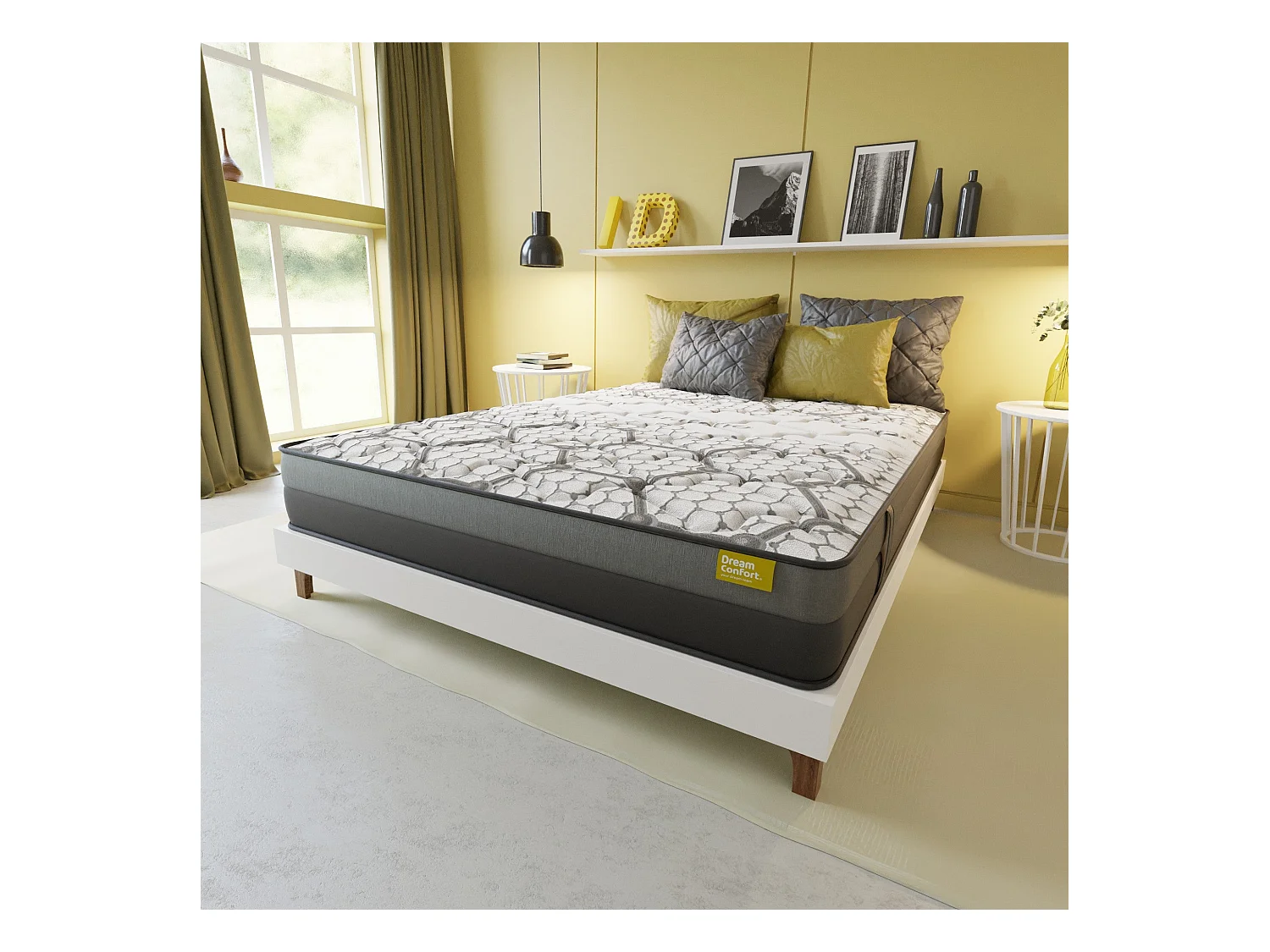 Matelas en mousse à mémoire de forme Grafeno Cloud Elegance 90x180 22 cm Double Face Indépendance des Lits Fermeté Haute Dream Confort