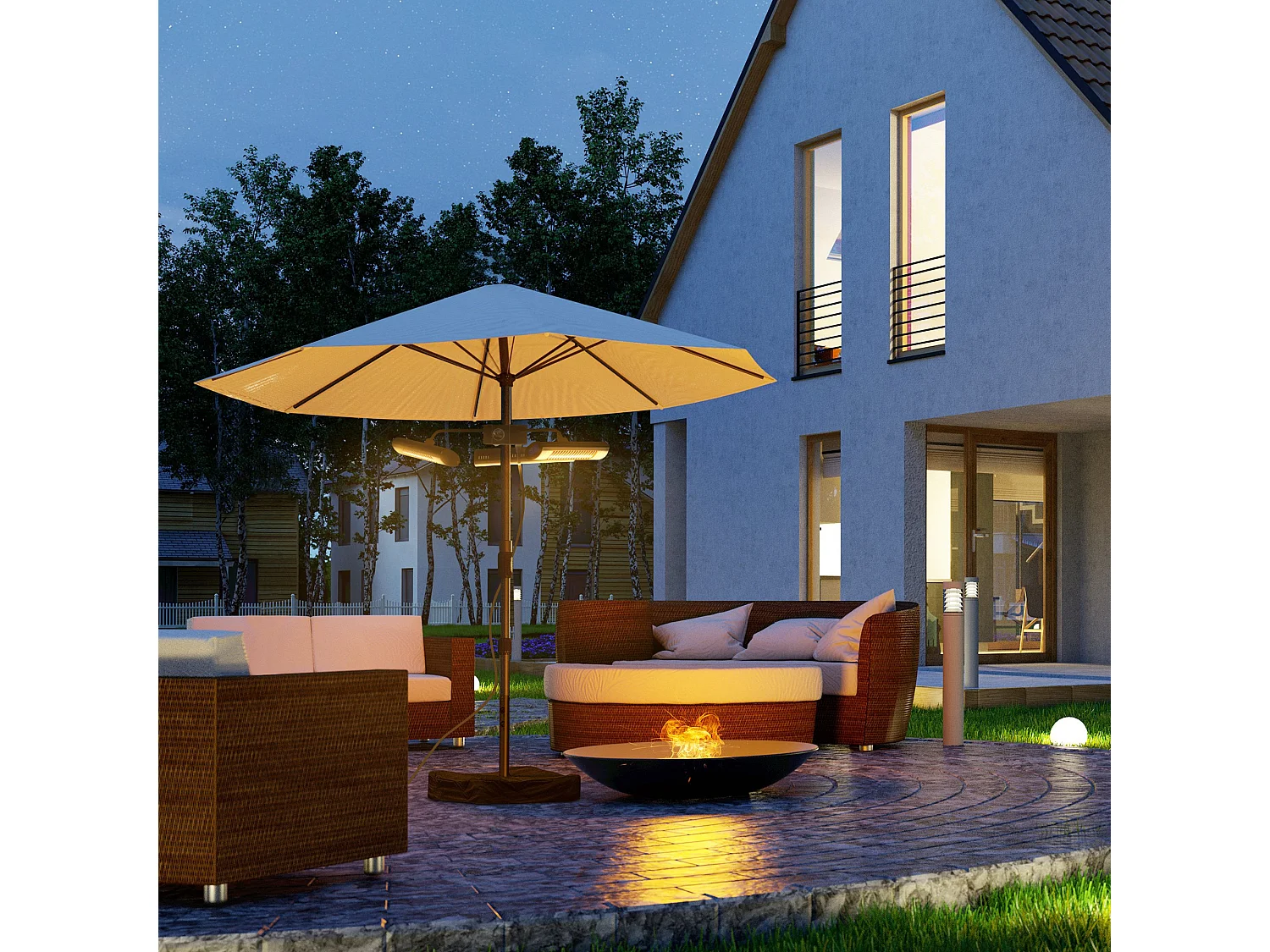 Calefactor exterior negro 87x75x22 cm Outsunny