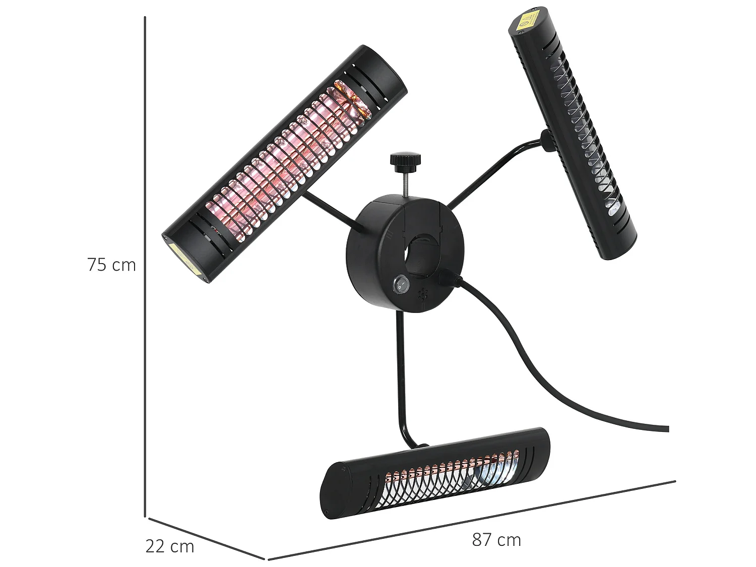 Calefactor exterior negro 87x75x22 cm Outsunny