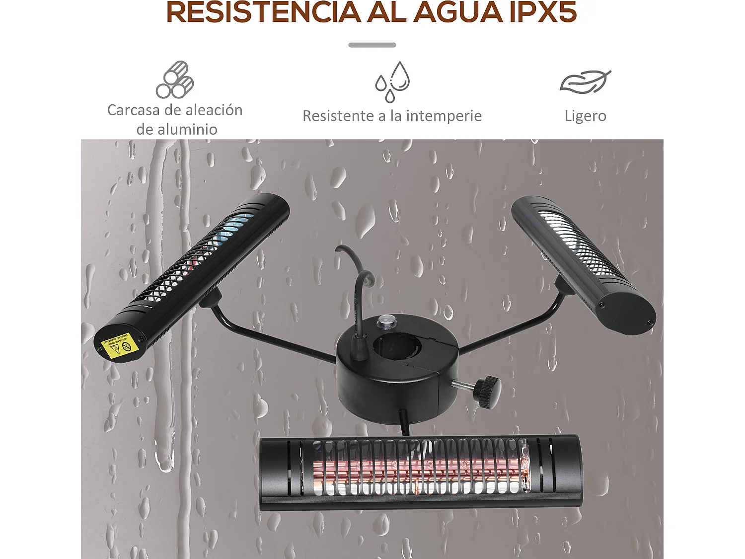 Calefactor exterior negro 87x75x22 cm Outsunny